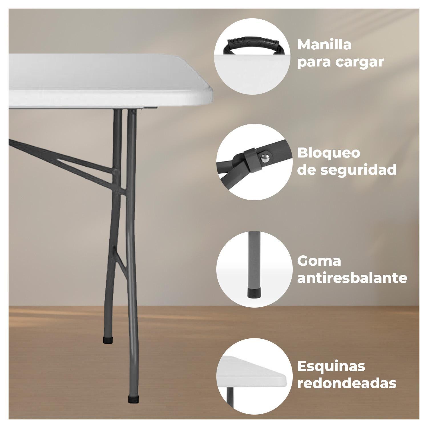 Mesa Plegable Portátil para Interior y Exterior 180x74x74-1