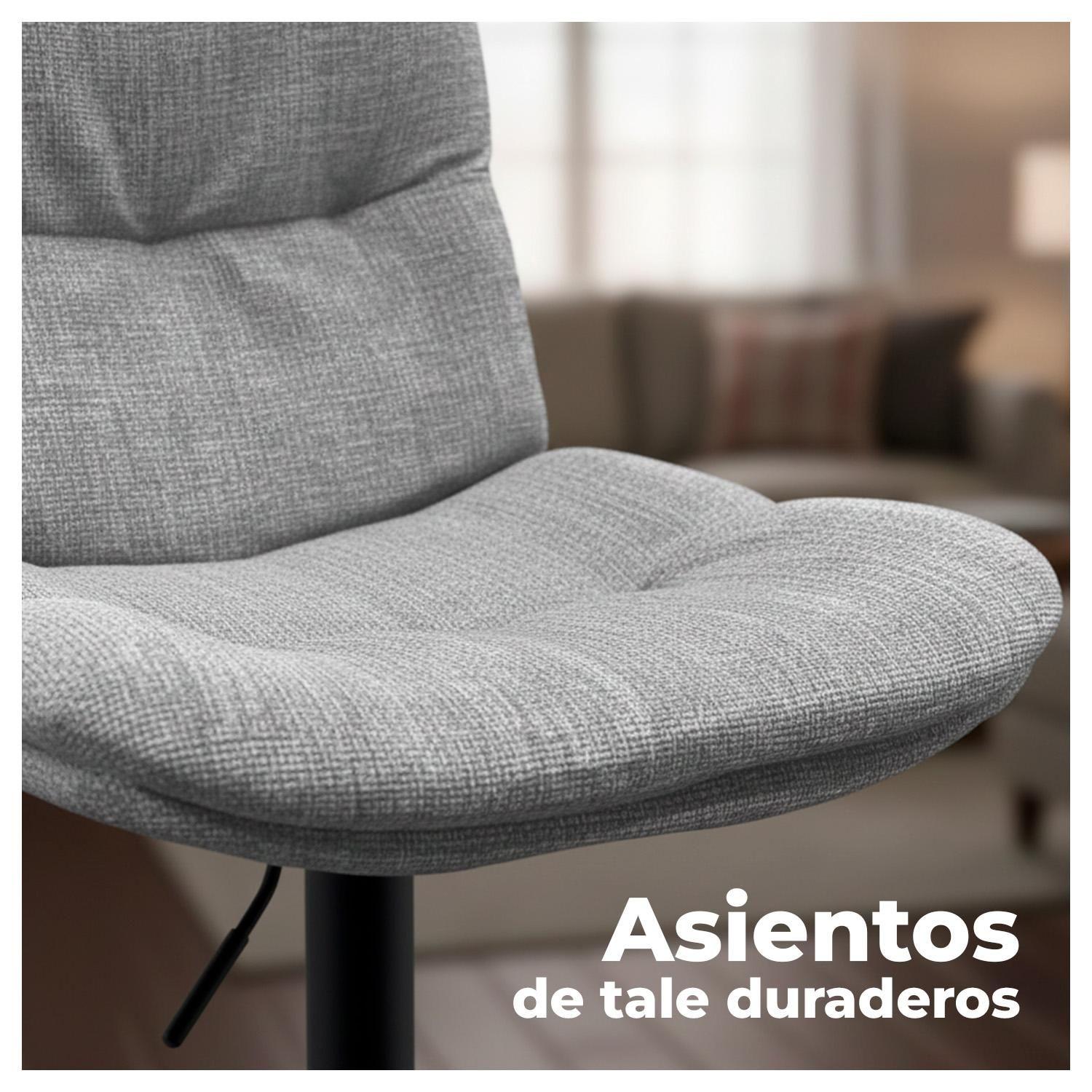 Silla de Bar Ajustable base negra y tela Estilo Nórdico-3