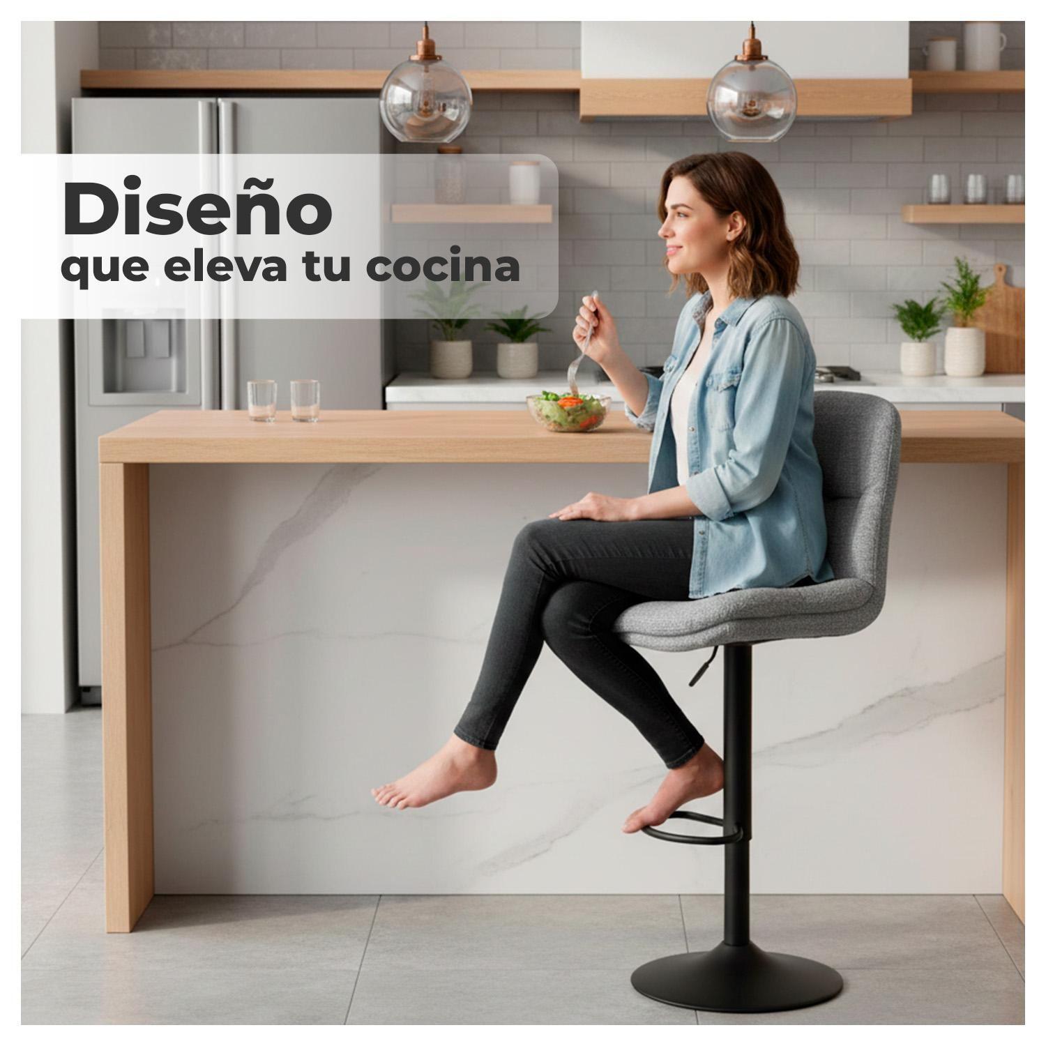 Silla de Bar Ajustable base negra y tela Estilo Nórdico-4