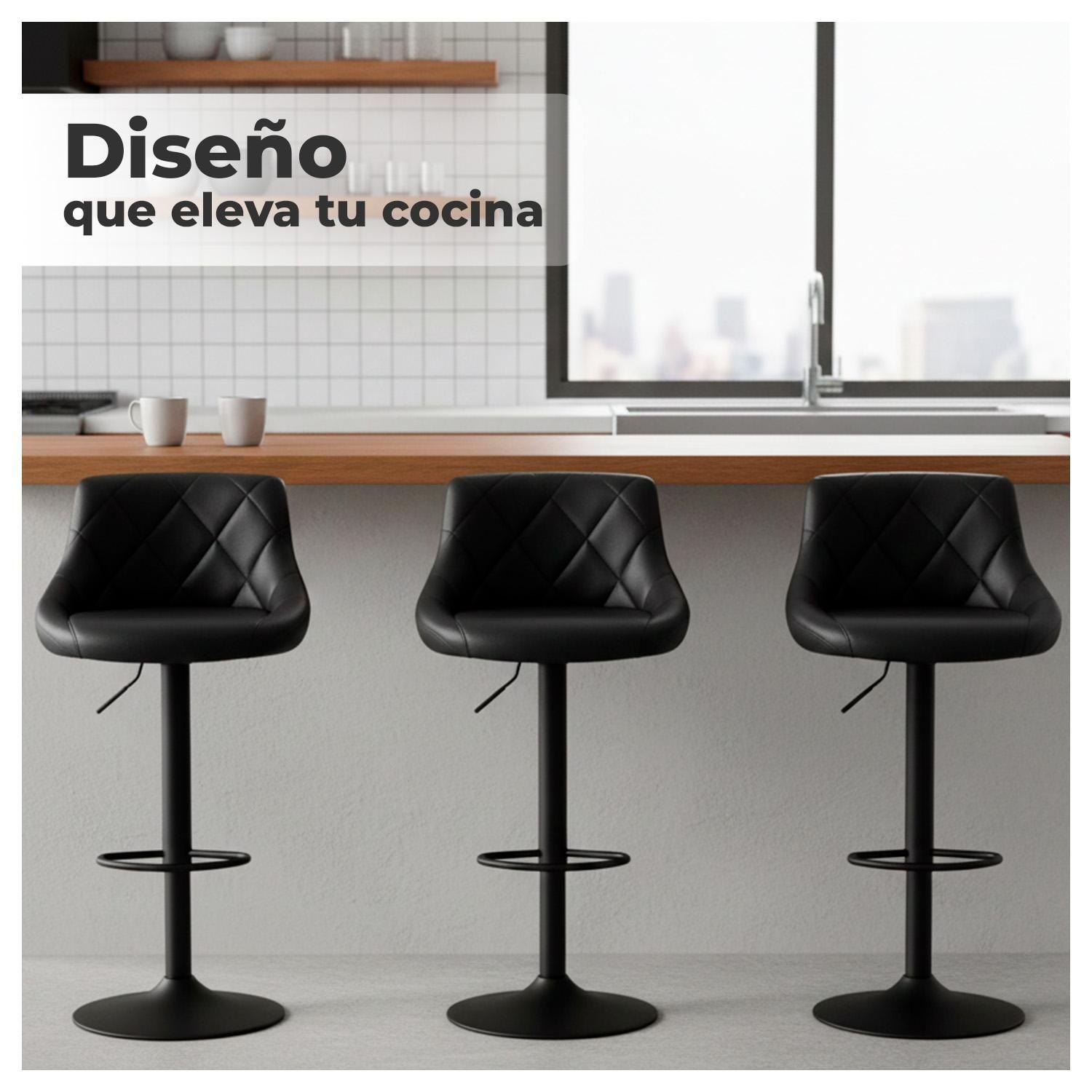 Pack 4 Piso Bar taburete Base Negra Giratorio y Ajustable-4