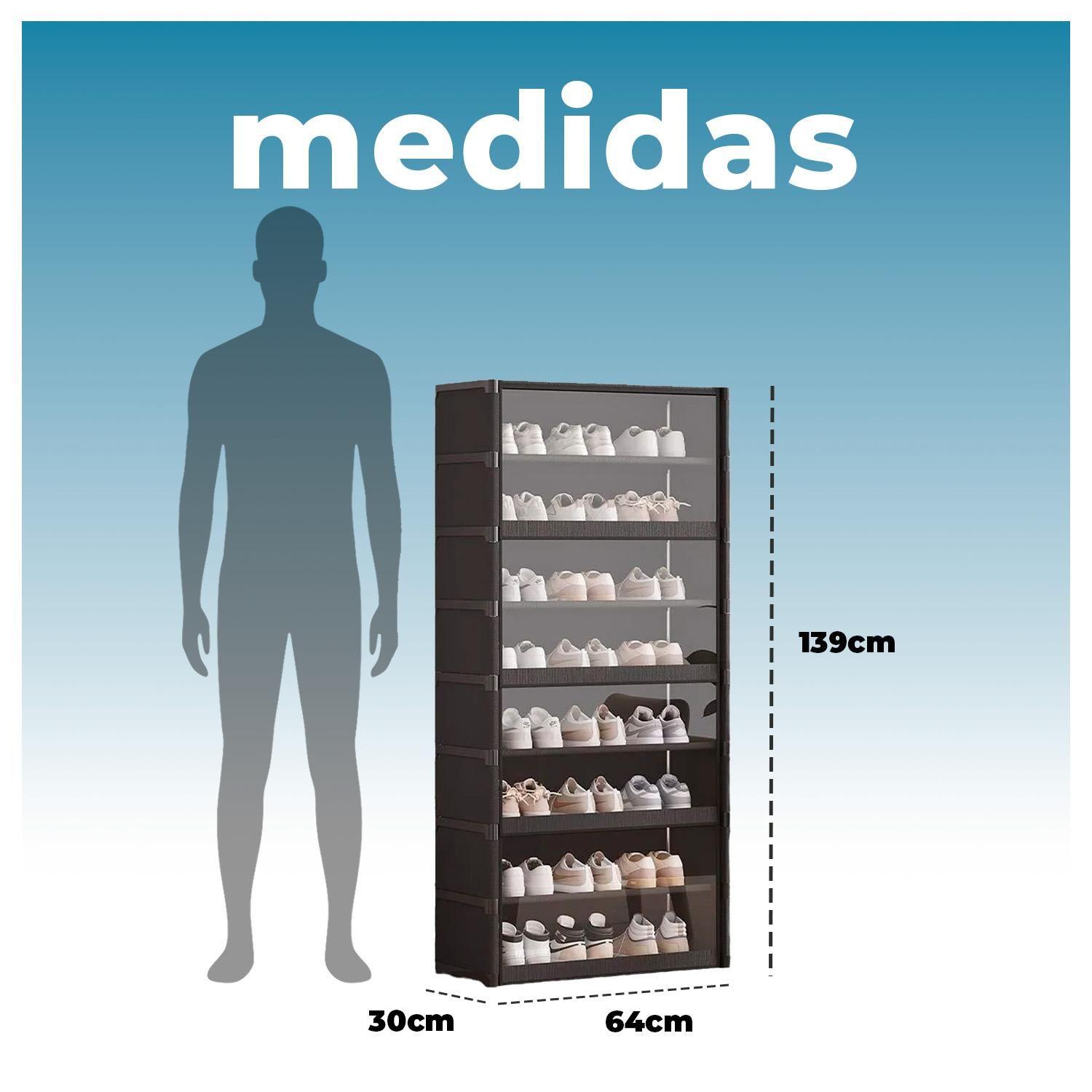 Zapatero Vertical con Tapa PET – 30x64x139cm, 8 Niveles-5