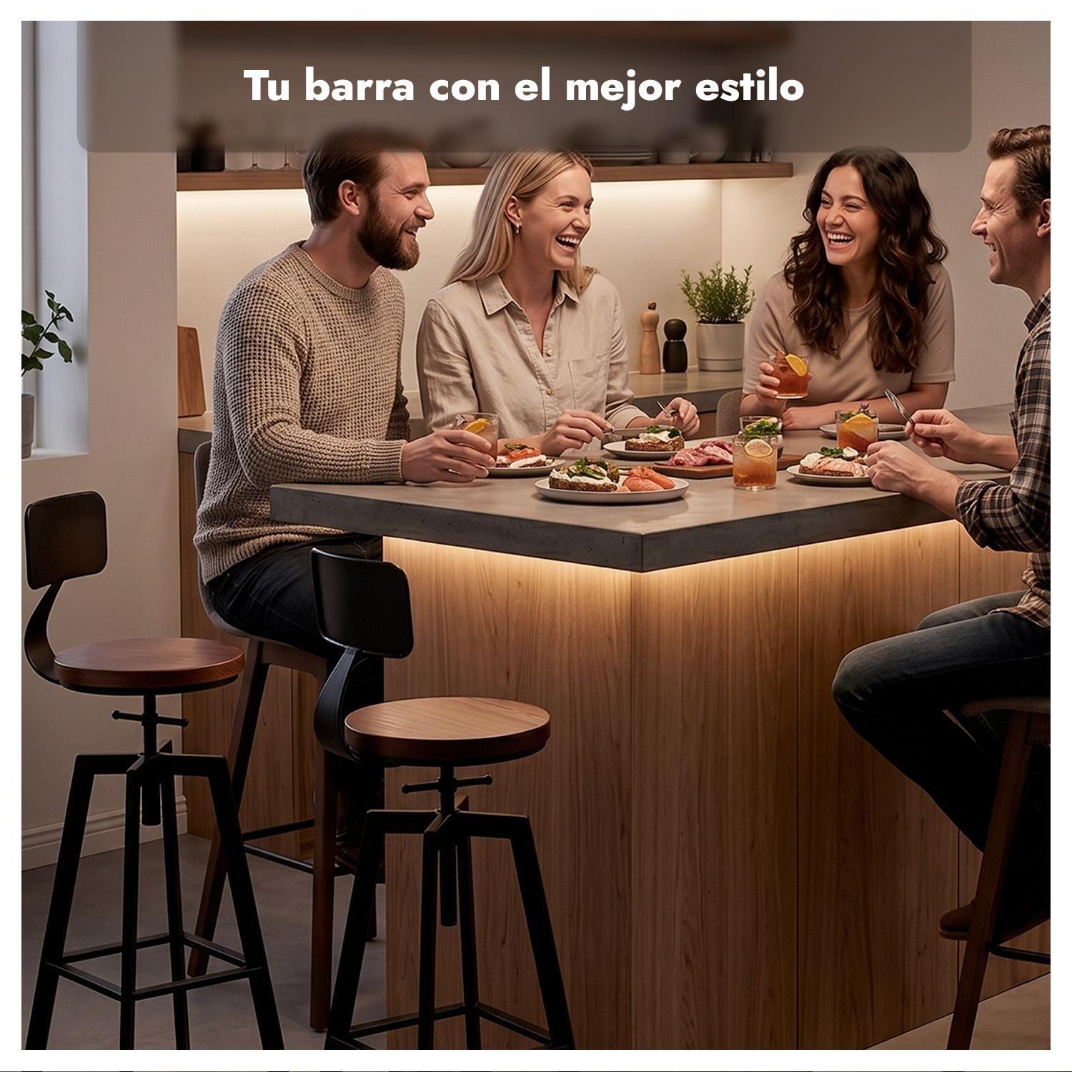 pack 4 Taburete Silla Bar Cocina Piso Alto Madera Metal Estilo Industrial-9