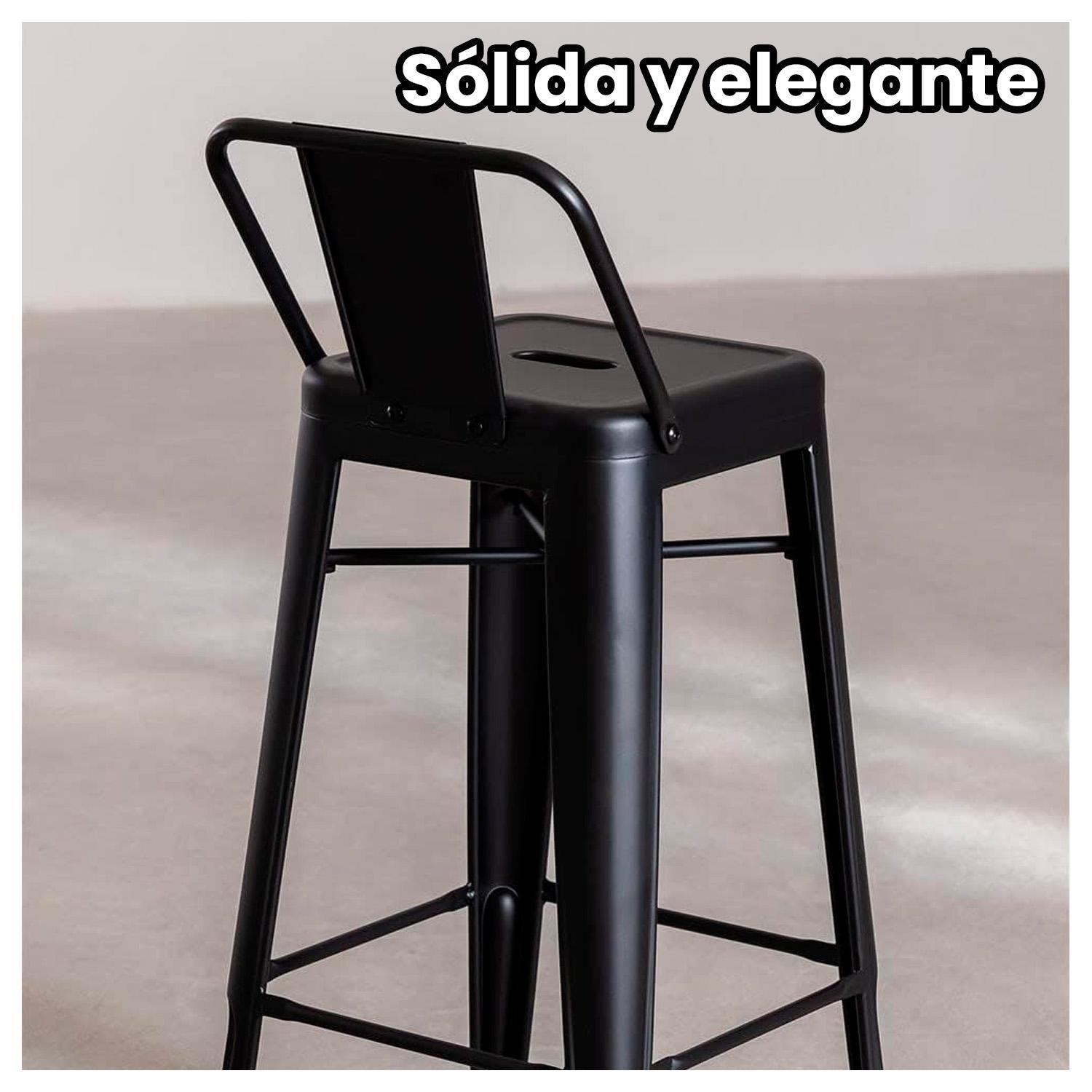 Pack 2 Silla Alta de Metal para Barra Diseño Vintage y Resistente-2
