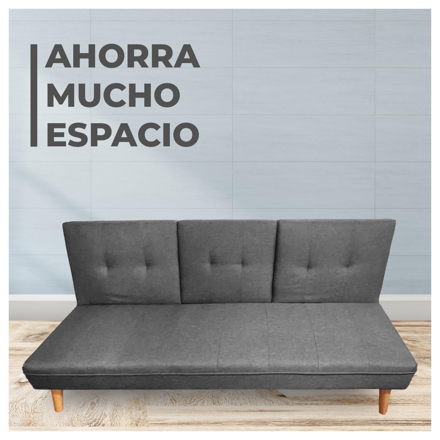 Futón Sofá Cama Reclinable Gris con Puerto Usb y Porta Vasos-4