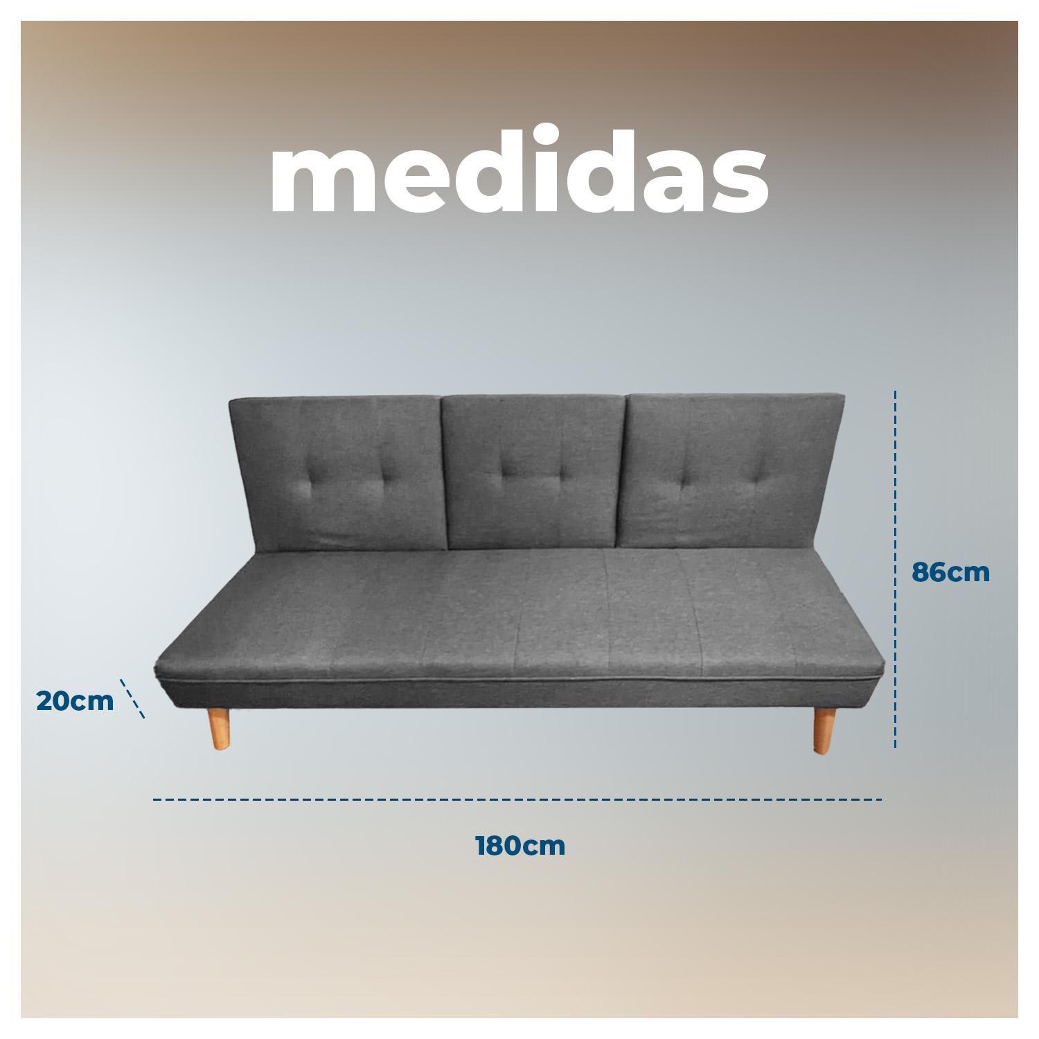 Futón Sofá Cama Reclinable Gris con Puerto Usb y Porta Vasos-5