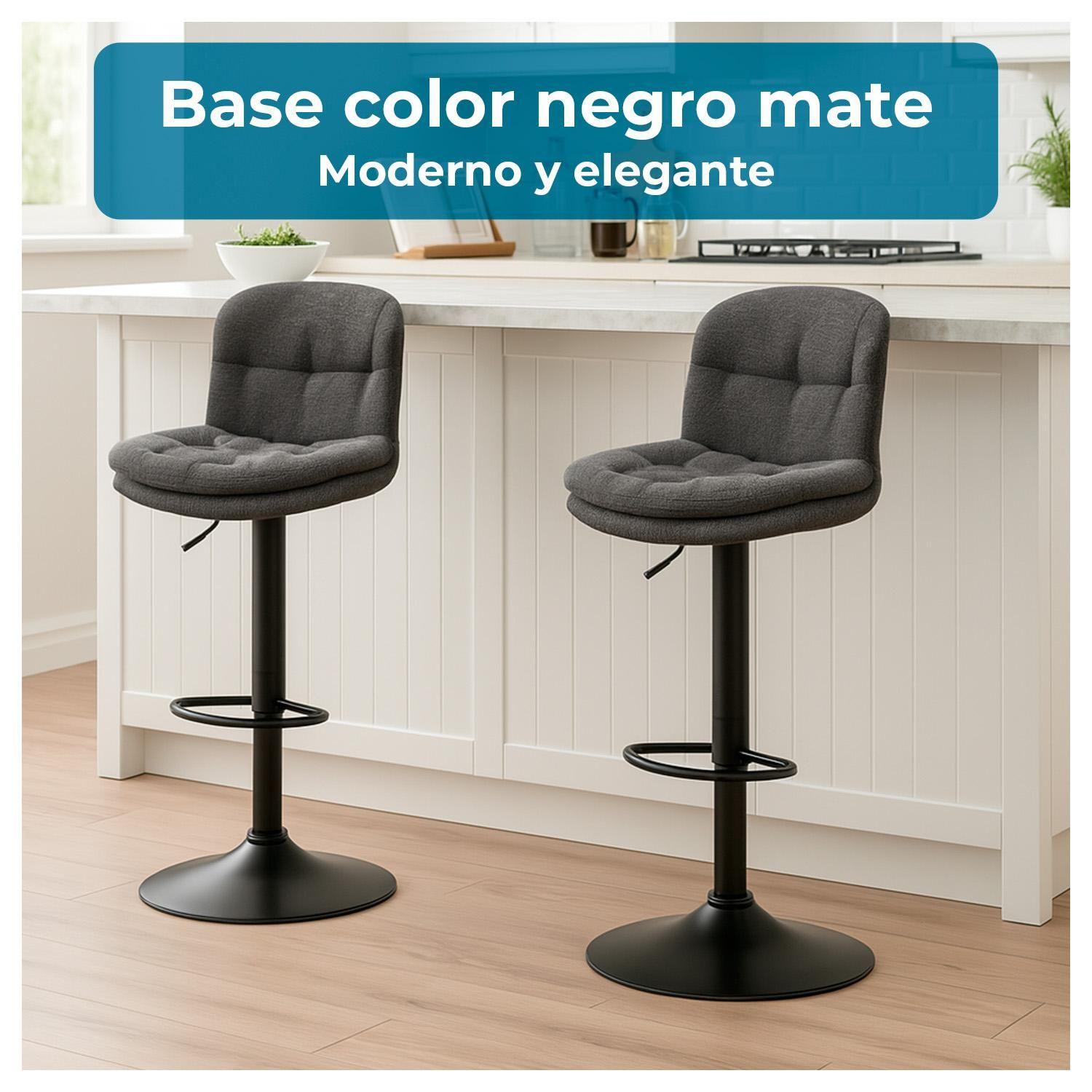 Silla de Bar Ajustable base negra y tela Premium Estilo Nórdico-2