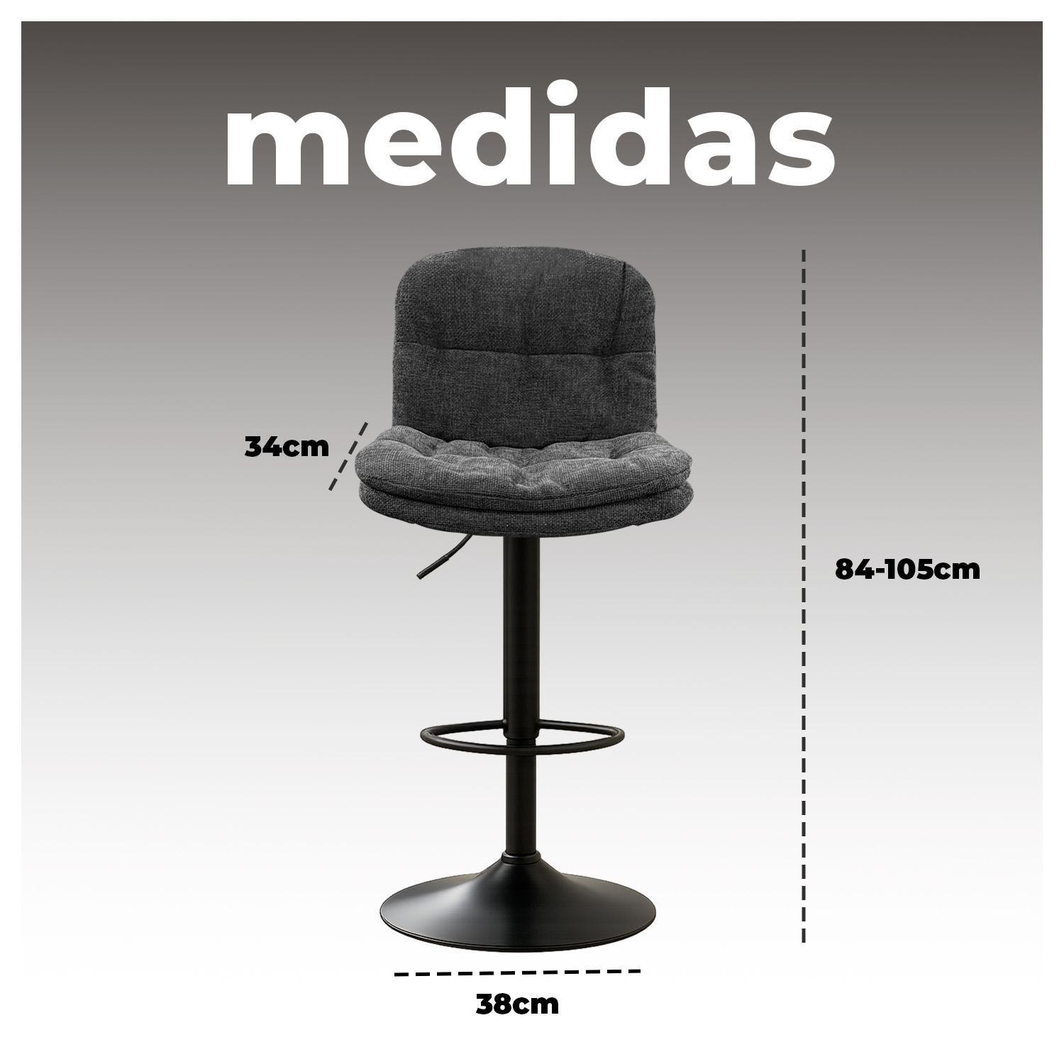 Silla de Bar Ajustable base negra y tela Premium Estilo Nórdico-5