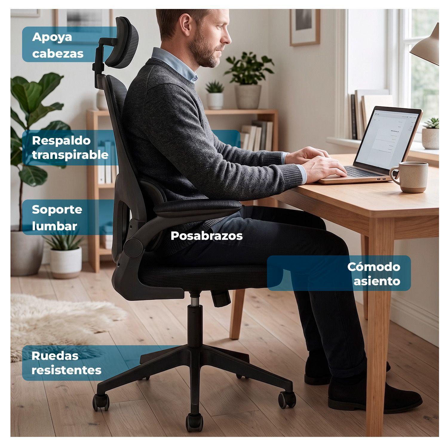 Silla Oficina Ergonómica Reclinable Soporte Lumbar-1