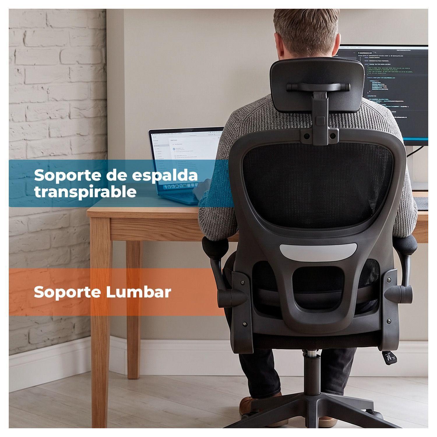 Silla Oficina Ergonómica Reclinable Soporte Lumbar-4