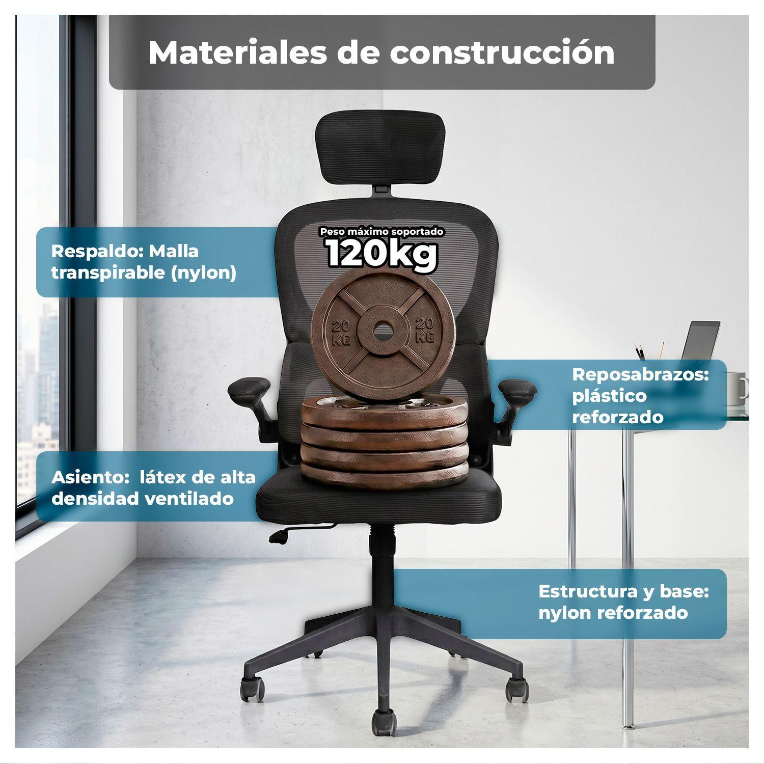 Silla Oficina Ergonómica Reclinable Soporte Lumbar-6