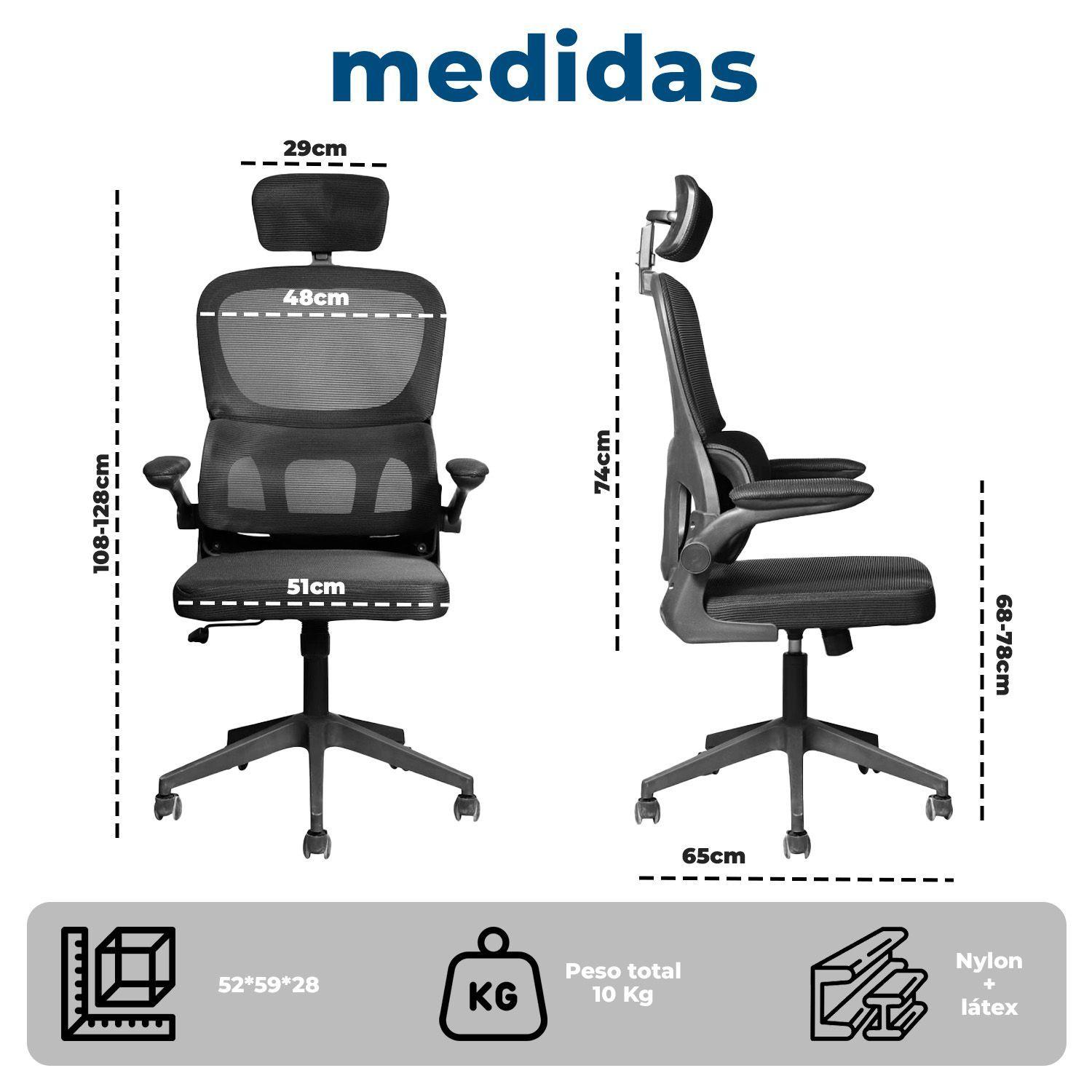 Silla Oficina Ergonómica Reclinable Soporte Lumbar-7