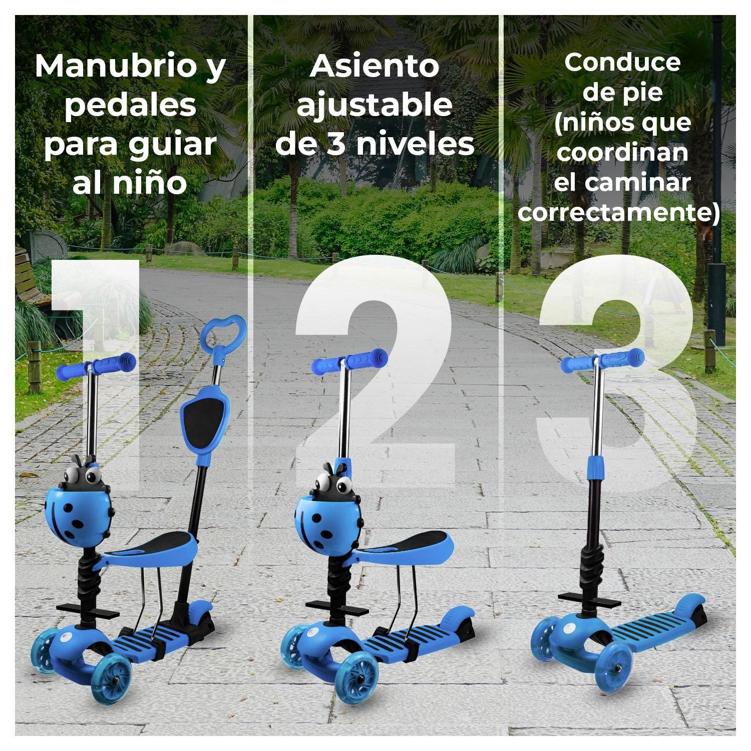 Scooter Monopatín 5 en 1 y ruedas con luces-3