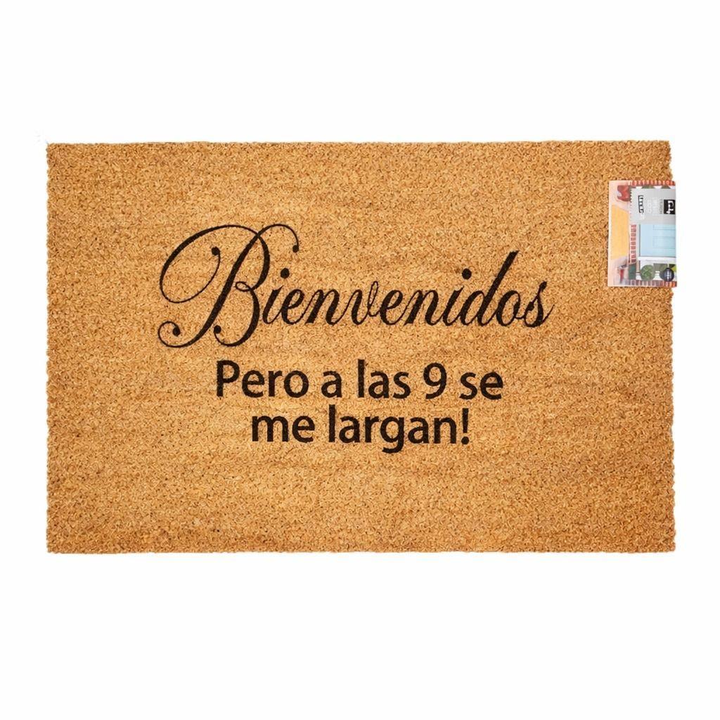 Alfombra Limpiapiés Tapete Personalizada a las 9 se me largan Fibra De Coco-1
