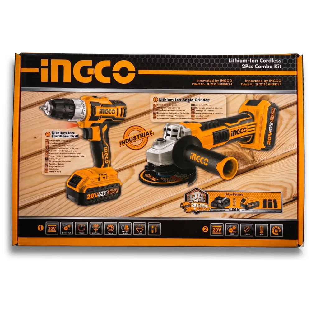 Kit combo Taladro Inalambrico y Esmeril 20v 2 Baterias 4 0Ah INGCO-2