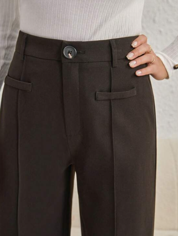 Pantalón de Pierna Recta Elegante - Talla L-4