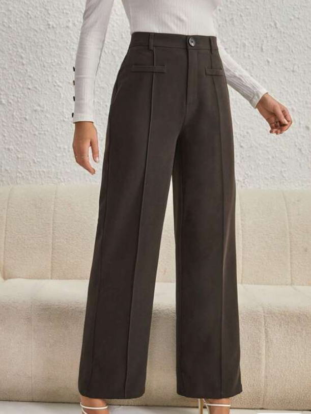 Pantalón de Pierna Recta Elegante - Talla L-5
