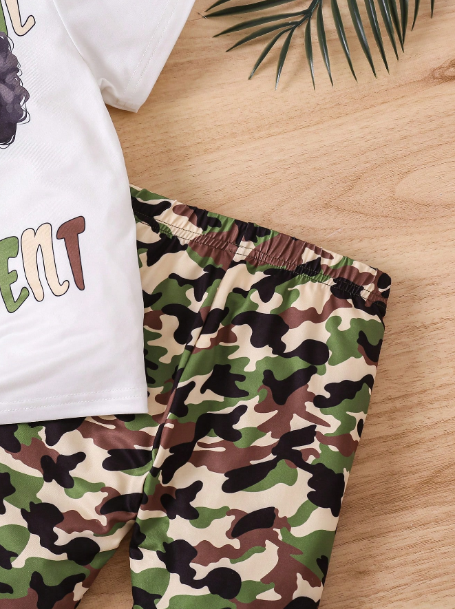 Set Casual Infantil – Camiseta + Shorts Camuflaje - Talla 6 años-7