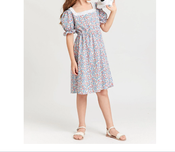Vestido Dulce Floral de Margaritas para Niñas - Talla 9 años-2