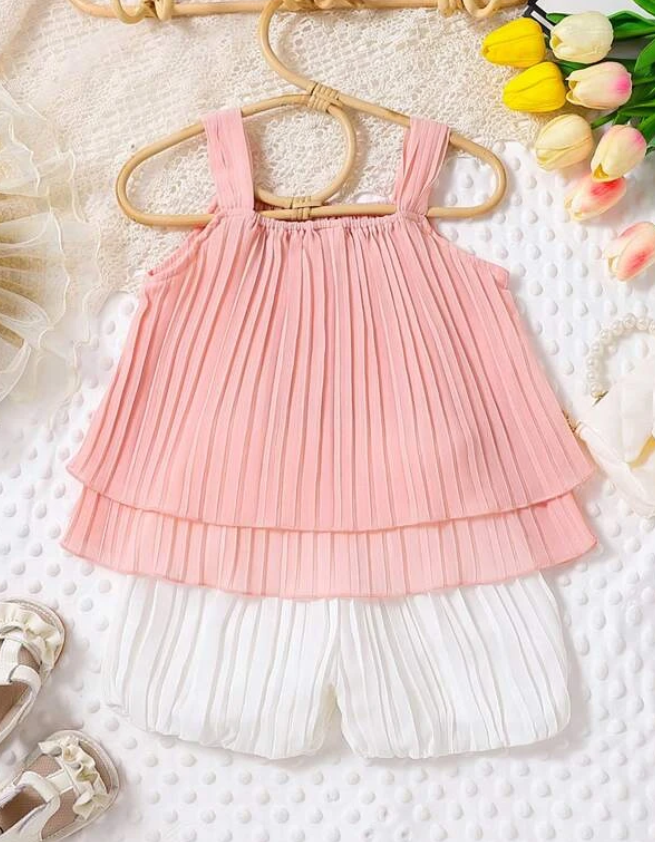 Conjunto de Top con Tirantes y Shorts para Chicas-2
