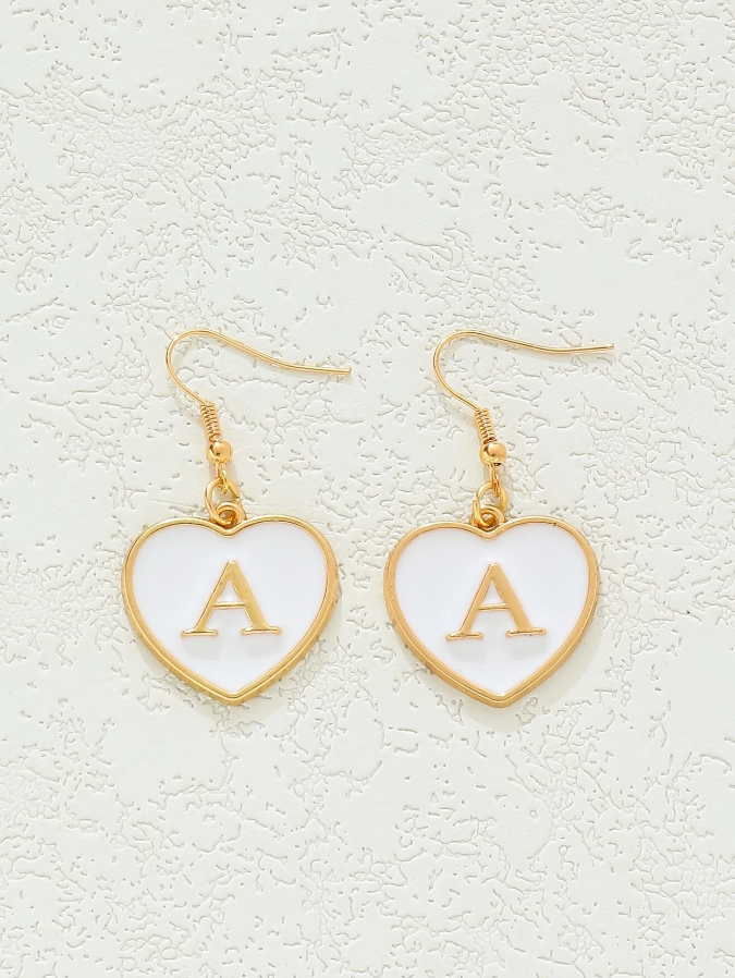 Pendientes de Corazón con Inicial-2