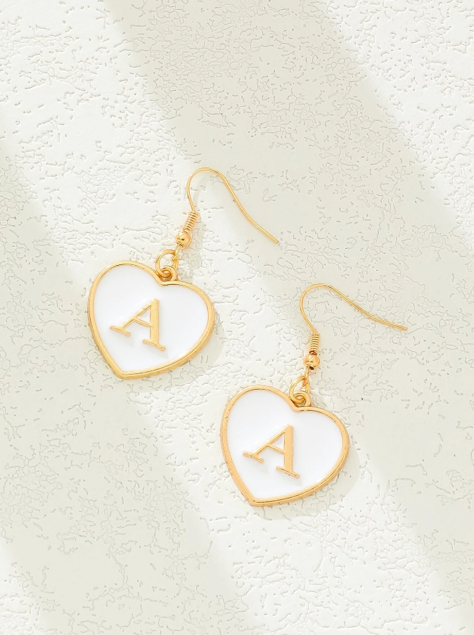 Pendientes de Corazón con Inicial-5