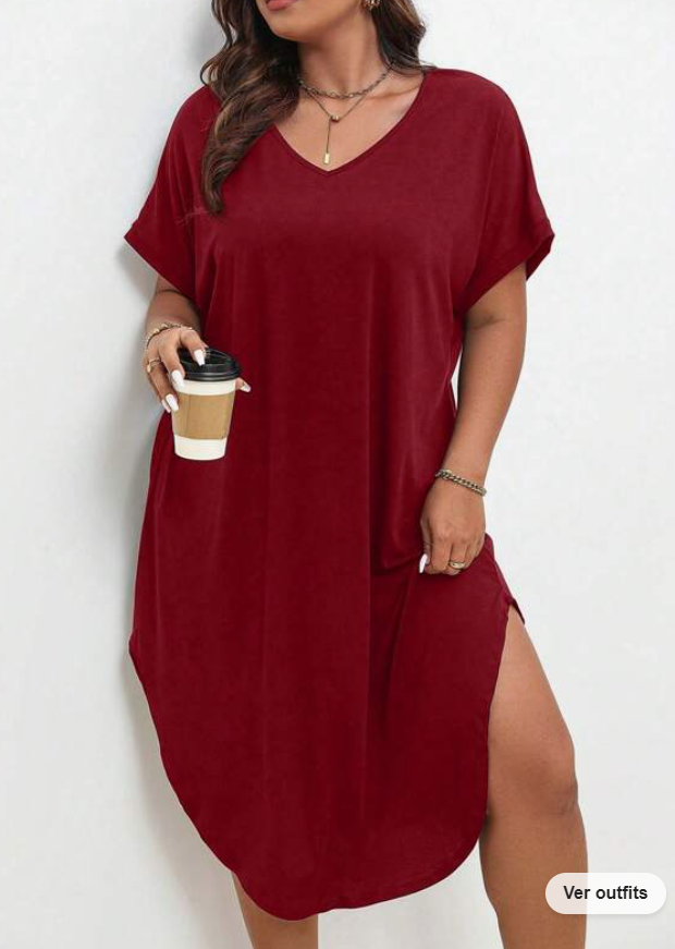 🍷 Vestido Burdeos Asimétrico – Estilo Casual y Relajado-2