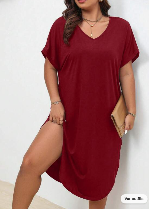 🍷 Vestido Burdeos Asimétrico – Estilo Casual y Relajado-3