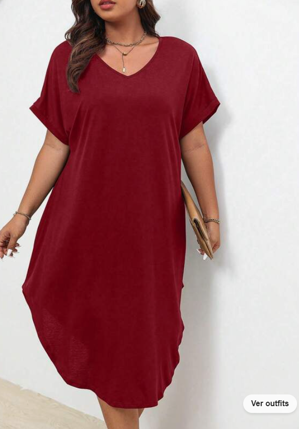 🍷 Vestido Burdeos Asimétrico – Estilo Casual y Relajado-5