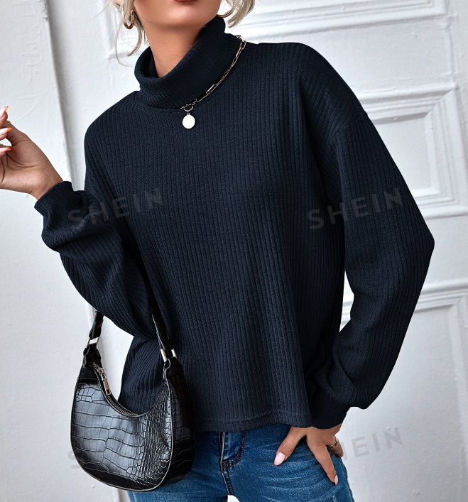 🔵 Top Tejido de Canalé con Cuello Embudo - Talla L-2