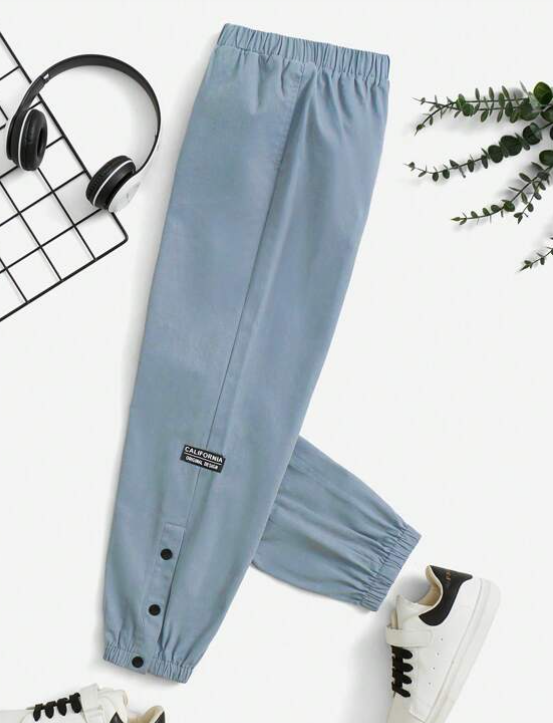 Jogger Casual con Detalles - Neblina Azul-2