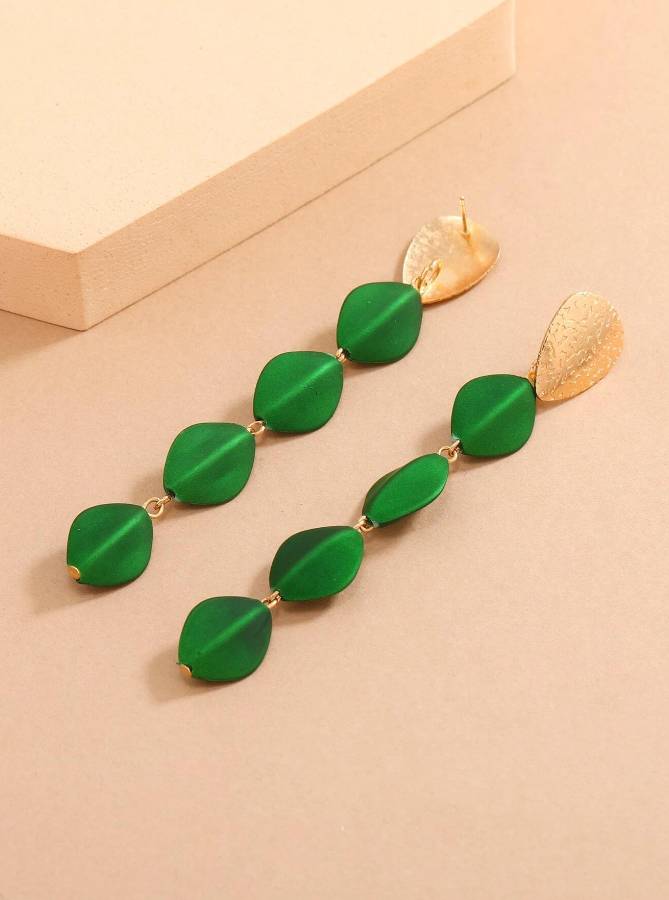 🍃 Pendientes Bohemios – Cuentas de Hoja Verde-2