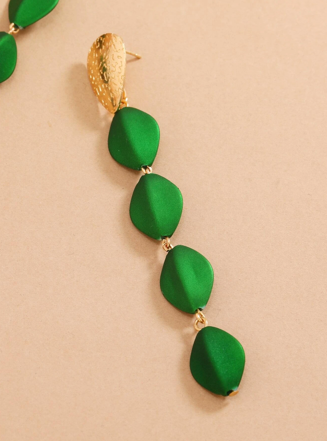 🍃 Pendientes Bohemios – Cuentas de Hoja Verde-3