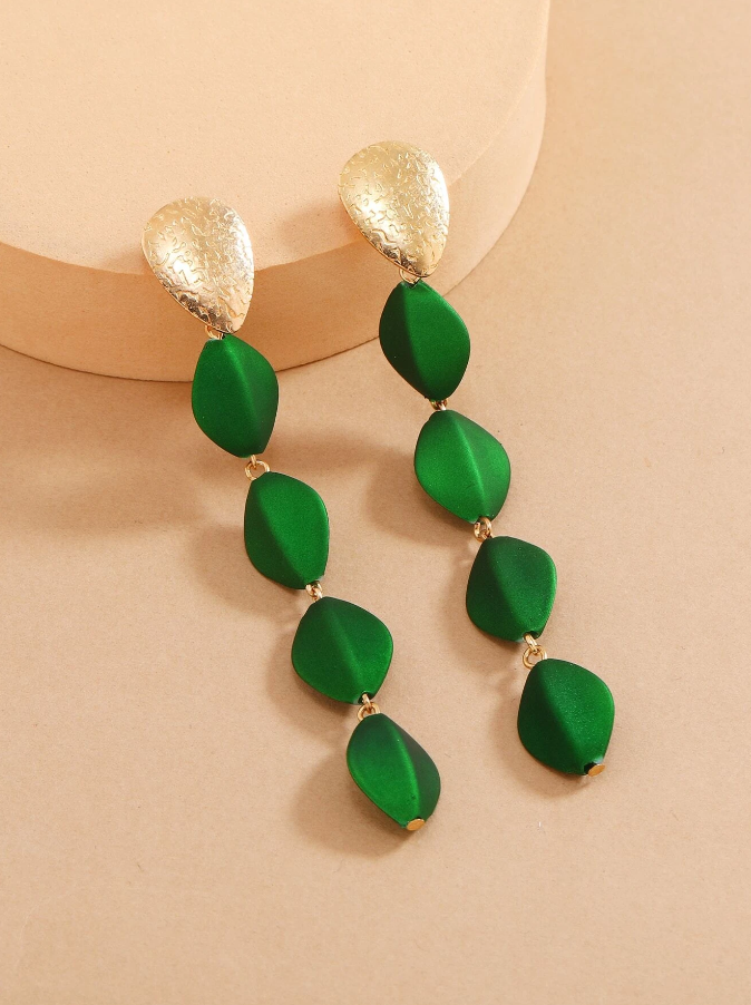 🍃 Pendientes Bohemios – Cuentas de Hoja Verde-4