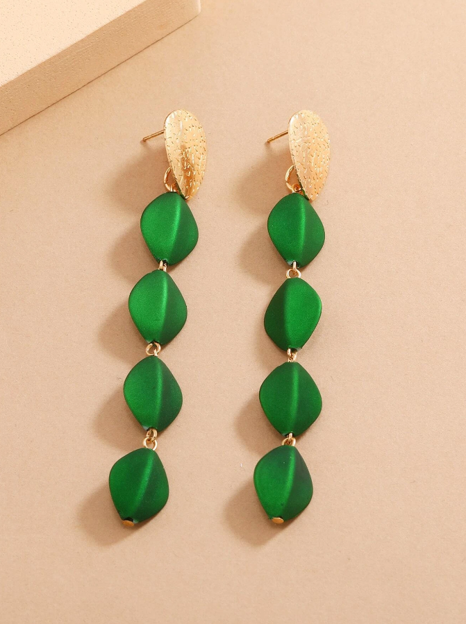 🍃 Pendientes Bohemios – Cuentas de Hoja Verde-5