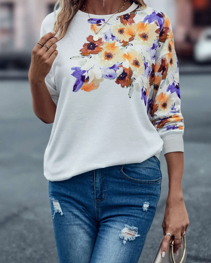 Suéter Casual con Estampado Floral-4