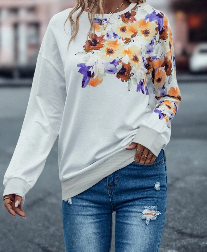 Suéter Casual con Estampado Floral-5