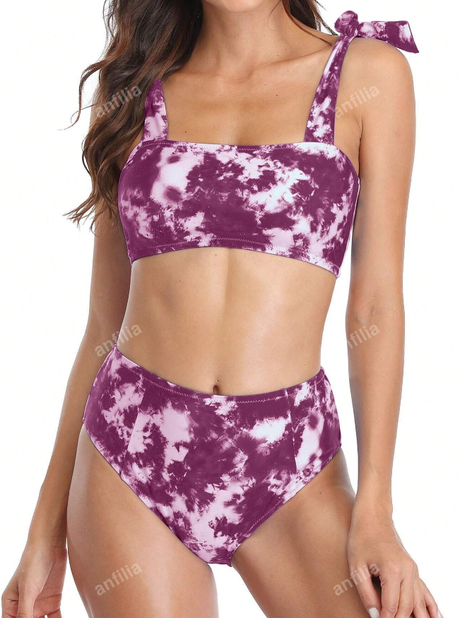 💜 Conjunto de Bikini Tie-Dye con Hombros Anudados - Talla XL-3