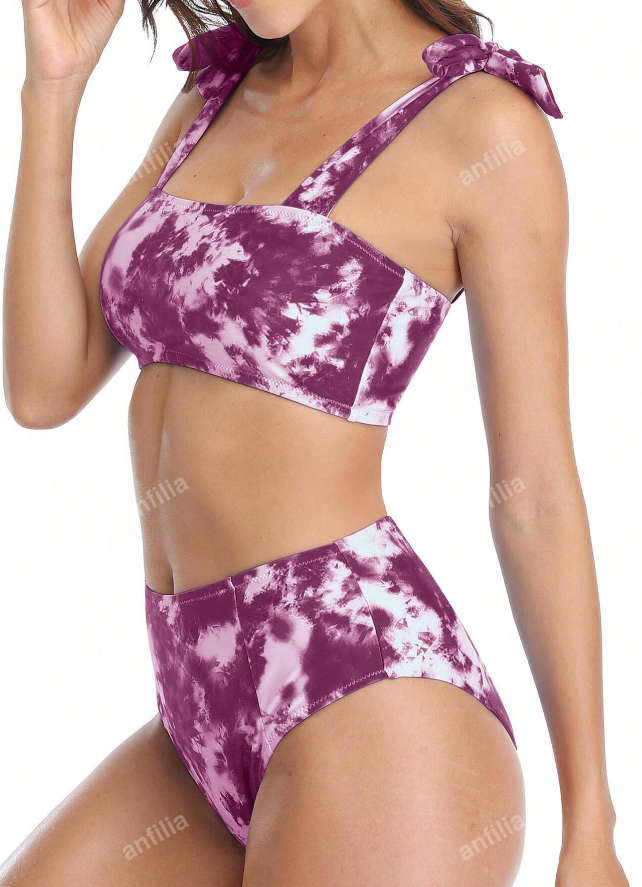 💜 Conjunto de Bikini Tie-Dye con Hombros Anudados - Talla XL-4