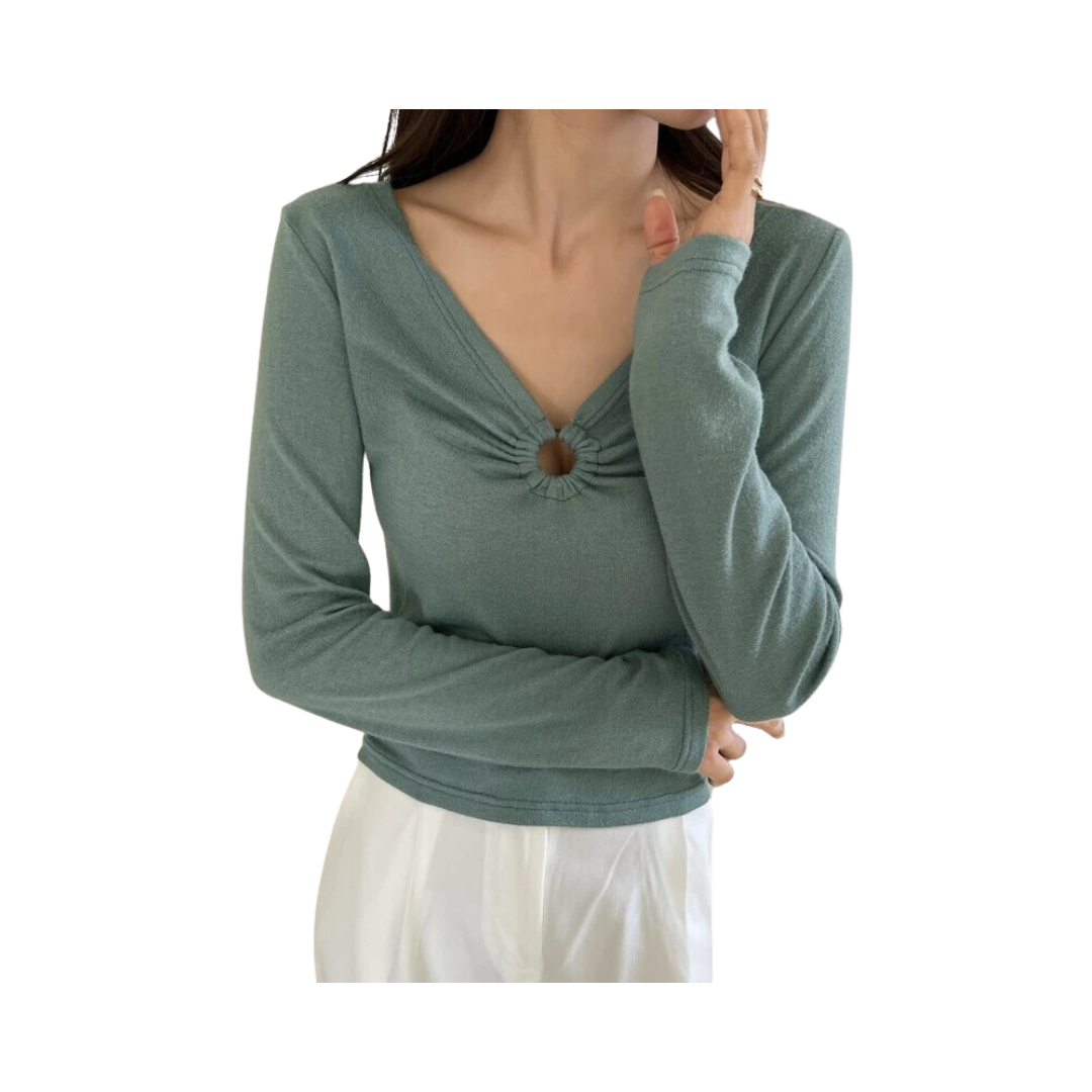 Camiseta Casual con Detalle de Anilla-0