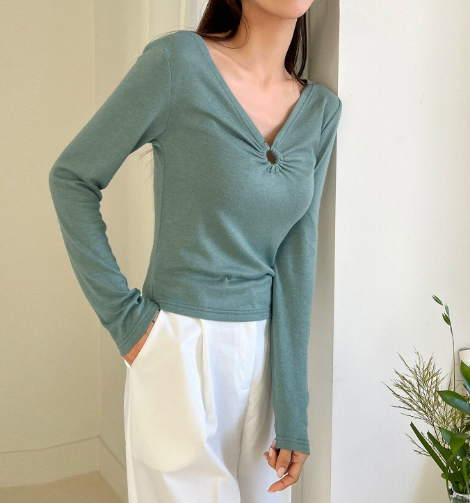 Camiseta Casual con Detalle de Anilla-1