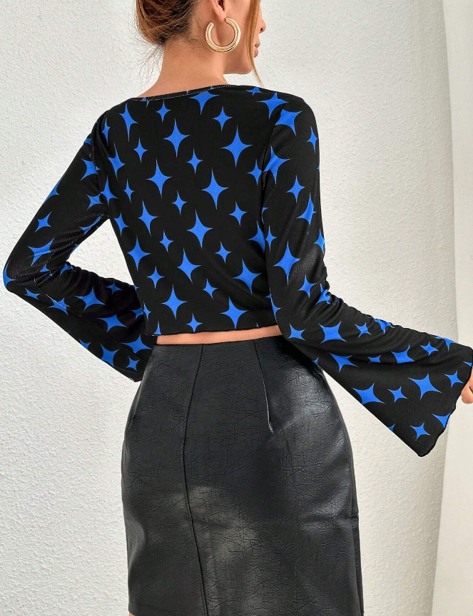 ⭐ Camiseta Crop con Estampado de Estrella - Talla L-3