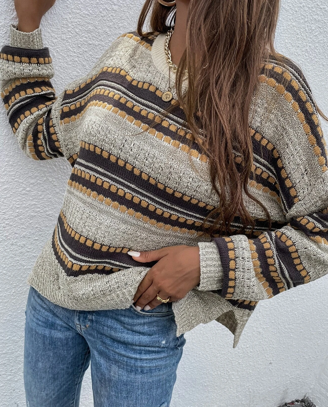 Jersey Casual con Estampado a Rayas y Aberturas-4