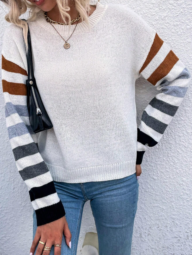 🍂 Sweater Rayado de Lana Peinada – Estilo Casual y Cómodo - Talla M-1
