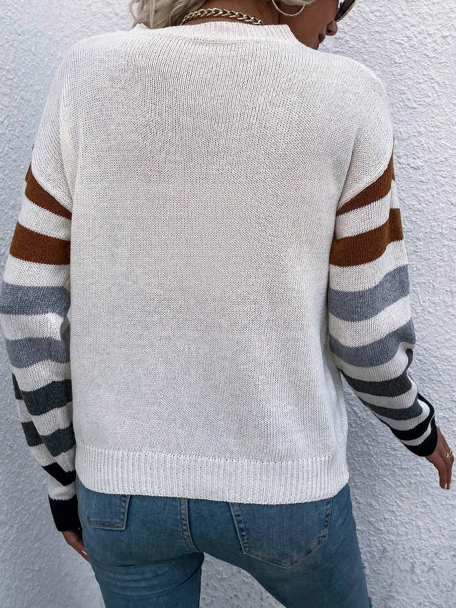 🍂 Sweater Rayado de Lana Peinada – Estilo Casual y Cómodo - Talla M-3