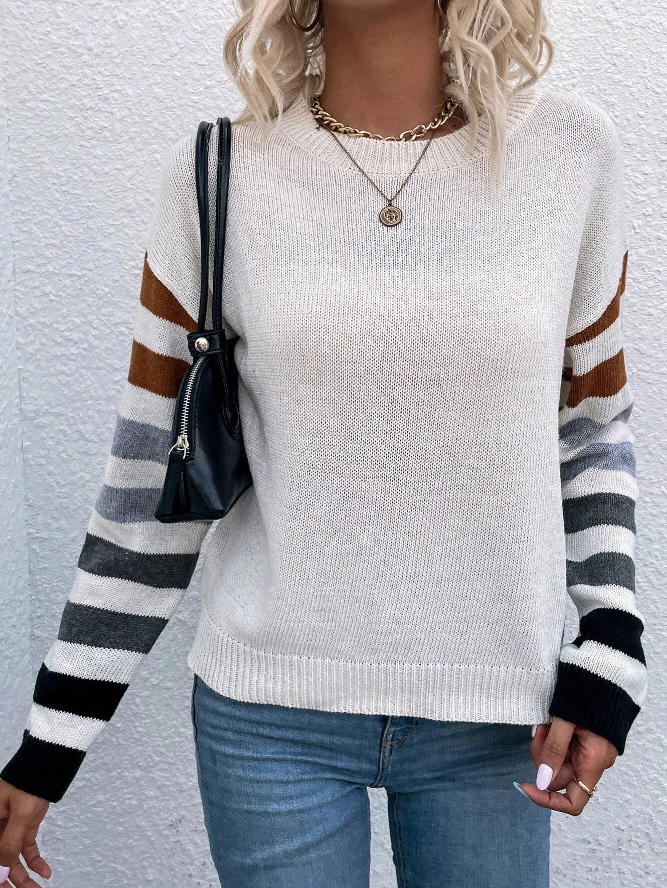 🍂 Sweater Rayado de Lana Peinada – Estilo Casual y Cómodo - Talla M-6