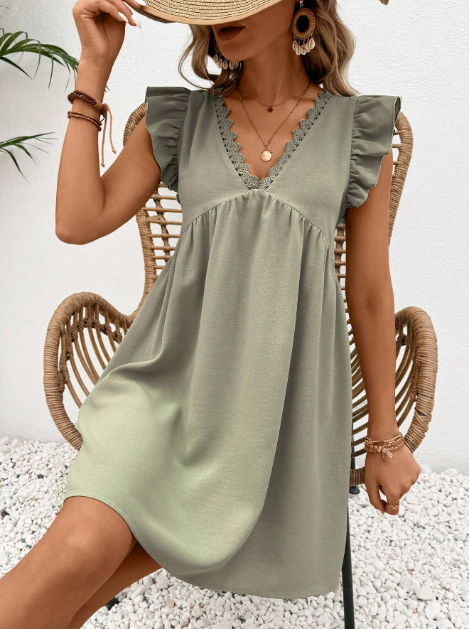 Vestido Elegante de Mujer con Encaje Floral -5