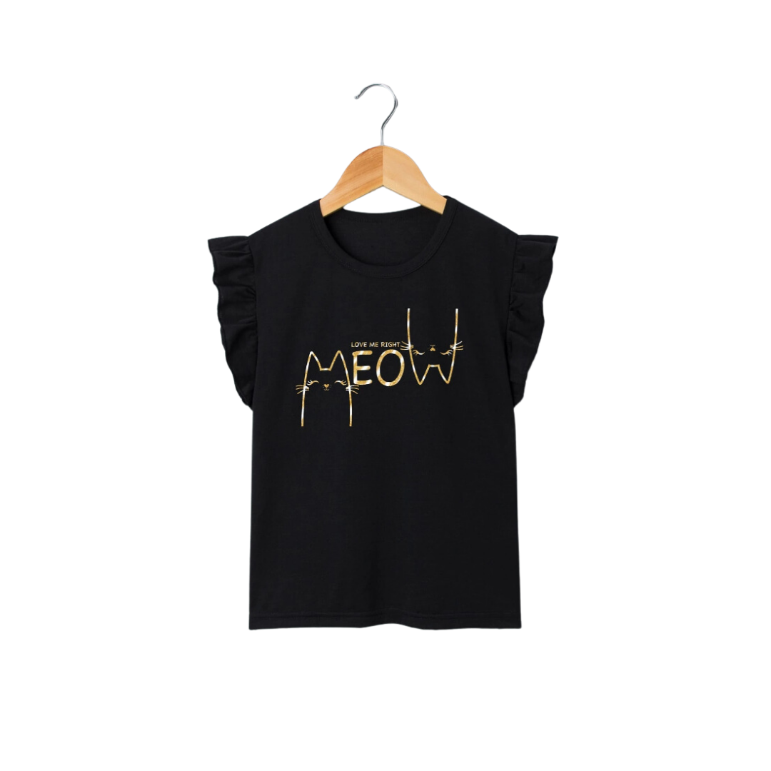 🐾 Polera "MEOW" con Volantes – Estilo Dulce y Divertido - Talla 4 años-0