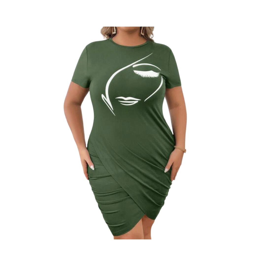 Vestido Corto Verde Militar con Diseño Fruncido ✨-0