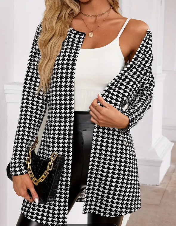 Chaqueta con Estampado Pata de Gallo-4