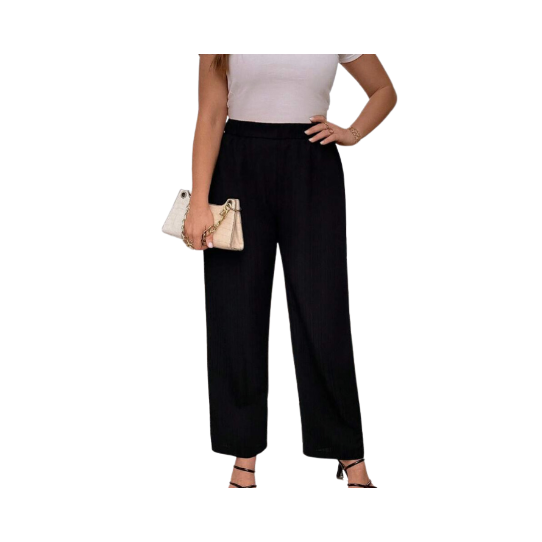 👖 Pantalón Recto Elegante - Negro y Gris - Talla XL-0